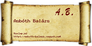 Asbóth Balázs névjegykártya